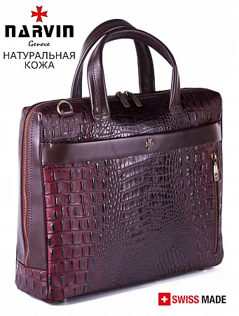 Портфель-сумка 9752-Bambino Burgundy из натуральной кожи Narvin