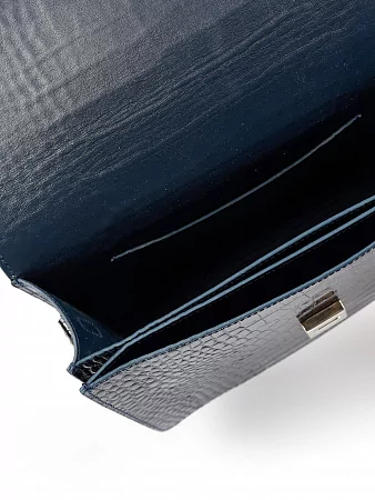Сумка 9811-Croco D.Blue натуральная кожа Narvin