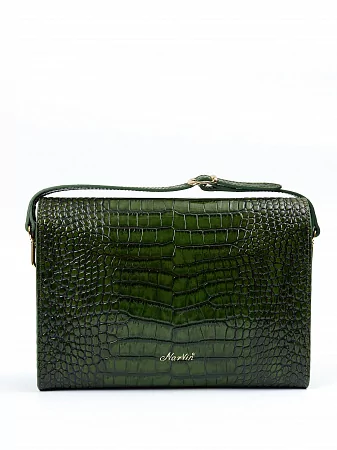 Сумка 9811-Croco Green натуральная кожа Narvin