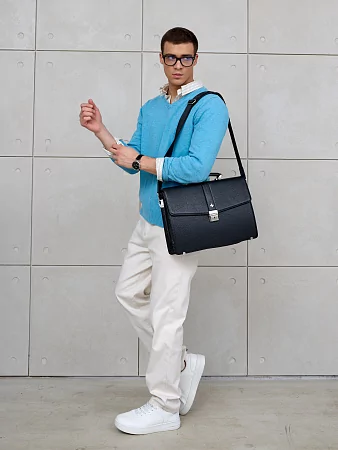 Портфель 9733-Polo Black натуральная кожа NARVIN