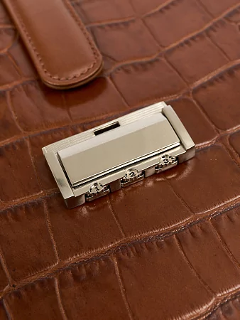 Портфель 9737-Croco Caffe из натуральной кожи  NARVIN