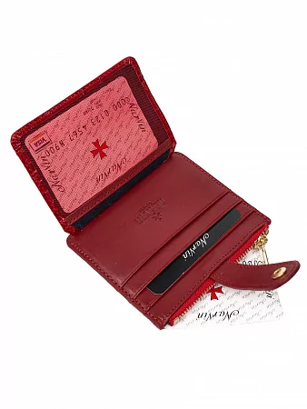 Кредитница картхолдер NARVIN 9104-Croco Red из натуральной кожи