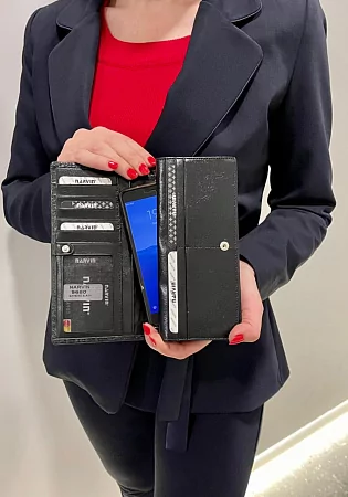  Кошелек 9680-Bambino Black натуральная кожа Narvin из натуральной кожи 