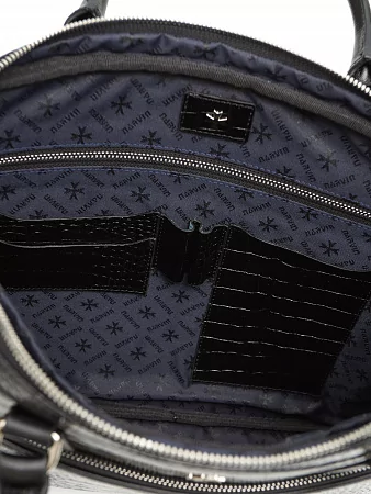 Портфель-сумка 9775-Croco Black натуральная кожа