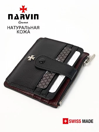 Кредитница картхолдер NARVIN 9104-Vegetta Black из натуральной кожи