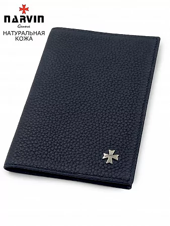 Обложка для паспорта 9159-Polo Black NARVIN натуральная кожа