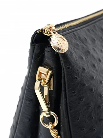 Сумка 9813-Ostrich Black натуральная кожа Narvin