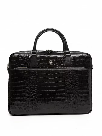 Портфель-сумка 9775-Croco Black натуральная кожа