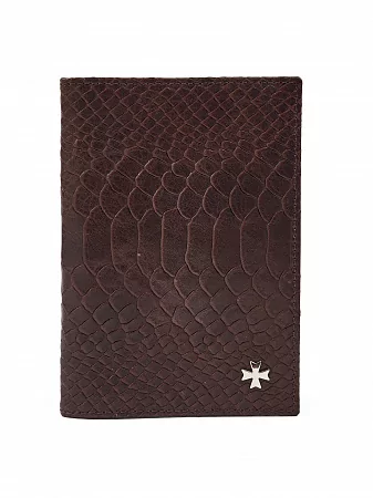 Обложка для паспорта 9158-Anaconda Brown натуральная кожа Narvin
