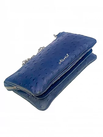 Клатч 9245-Ostrich D.Blue натуральная кожа NARVIN