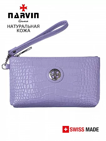 Сумочка для телефона 9247-Croco Lavanda натуральная кожа Narvin