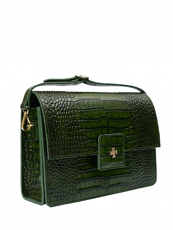 Сумка 9811-Croco Green натуральная кожа Narvin