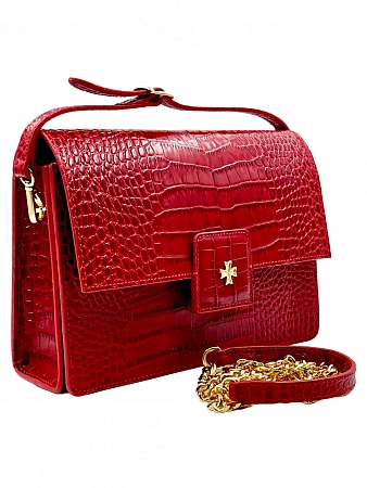 Сумка 9811-Croco Red натуральная кожа Narvin