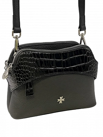 Сумка 9814-Polo Black / Croco натуральная кожа Narvin