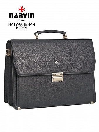 Портфель 9737-Polo Black  из натуральной кожи Narvin