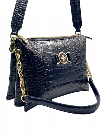 Сумка 9813-Croco D.Blue натуральная кожа Narvin